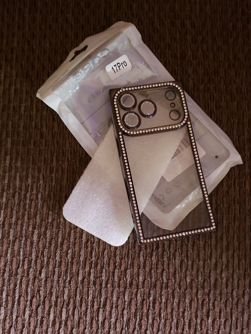 Rhinestone Bling Phone Case Frame for 17Pro - Black